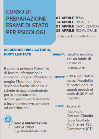 preparazione esame di stato psicologo catania